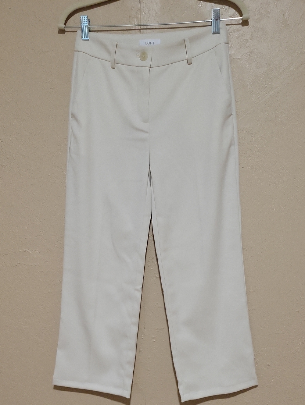 LOFT Cream Straight-Leg Dress Trousers